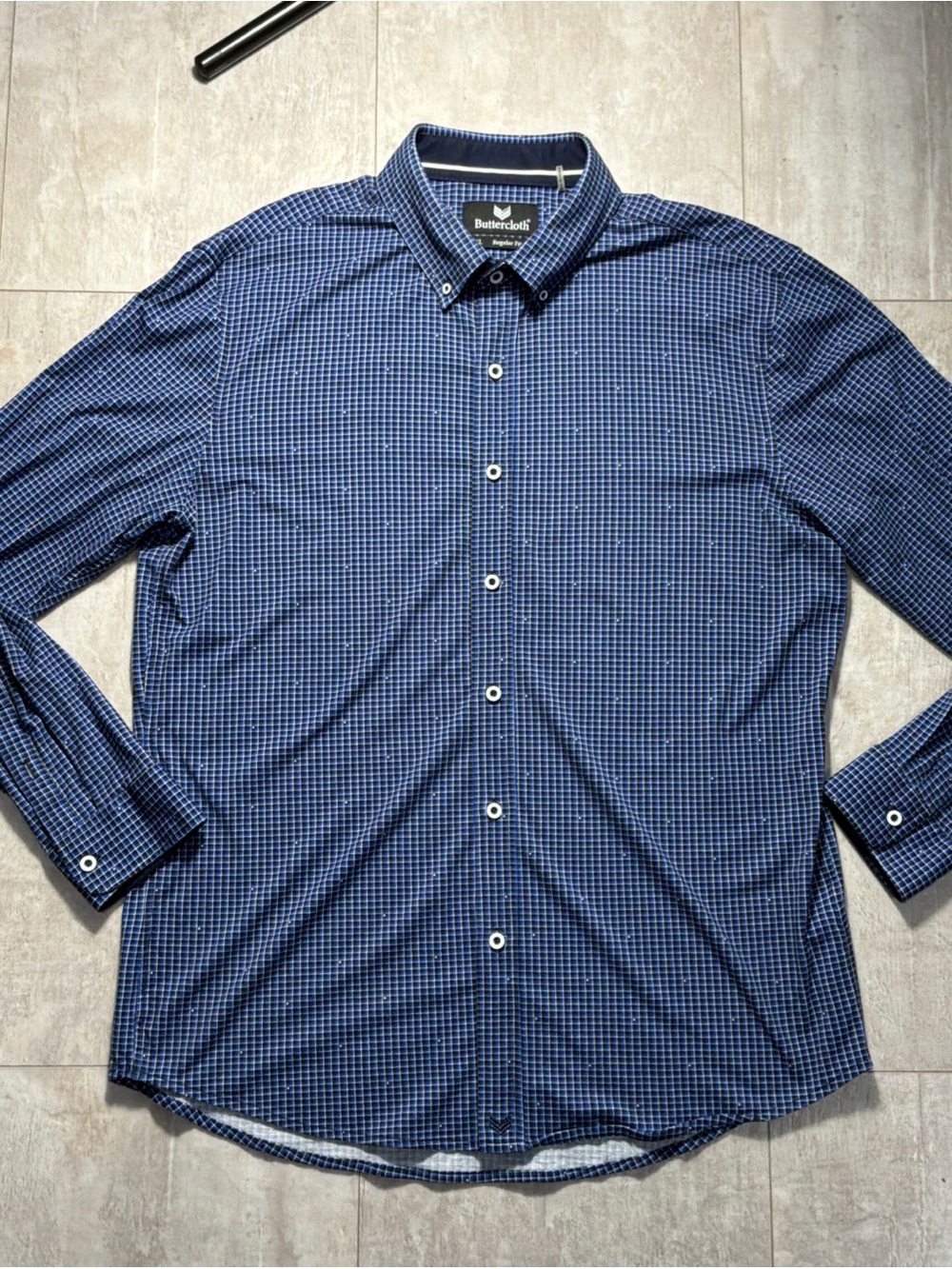 Butter Cloth Shirt Men’s XL Blue Plaid Button Down Regular Fit Long Sleeve